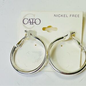 NICKEL FREE HYPOALLERGENIC SILVER HOOPS EARRINGS NWT